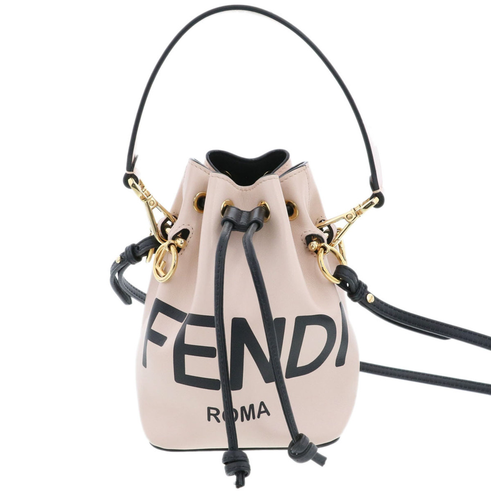Fendi Montresor Shoulder Bag Drawstring Leather Pink